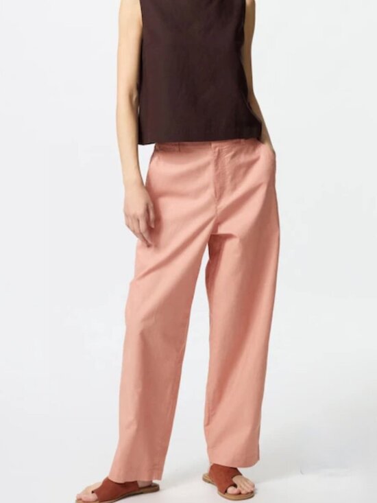 Uniqlo Pants - Uniqlo Pink Cropped Wide-Leg Pants